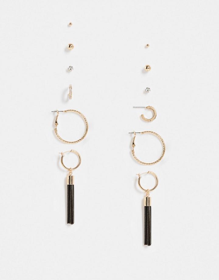Aldo Lariravia Hoop Tassle And Stud Earrings Multipack In Gold