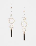 Aldo Lariravia Hoop Tassle And Stud Earrings Multipack In Gold