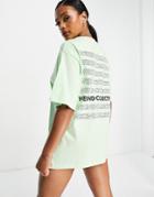 Asos Weekend Collective Oversized T-shirt With Stacked Logo In Lime-green