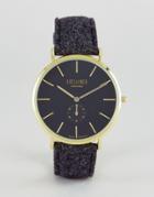 Reclaimed Vintage Inspired Sub-dial Wool Watch In Black - Black