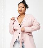 In The Style Plus X Dani Dyer Belted Blazer In Dusky Mauve - Part Of A Set-pink
