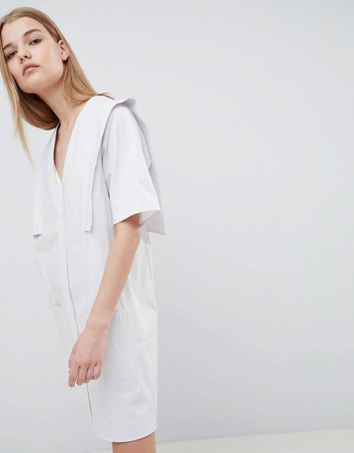 Asos White V-neck Mini Dress - Gray