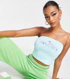 Asyou Paradise Graphic Bandeau Top In Pale Blue