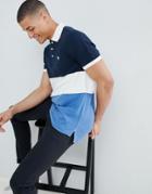 Abercrombie & Fitch Color Block Polo Icon Logo In Blue/white/navy - Blue