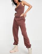 Asos Design Washed Oversized Sweatpants In Brown