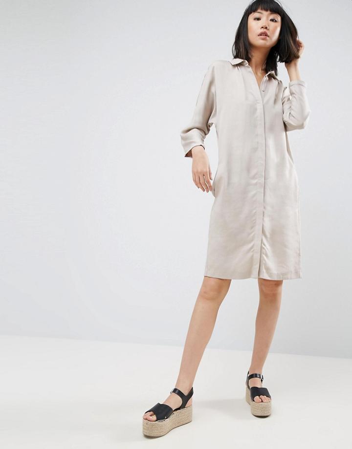 Warehouse Batwing Shirt Dress - Gray