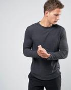 Selected Homme Raw Edge Long Sleeve T-shirt In Tall Fit - Black