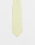 Asos Design Slim Satin Tie In Lemon - Yellow