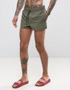 Asos Swim Shorts In Khaki Super Short Length - Green