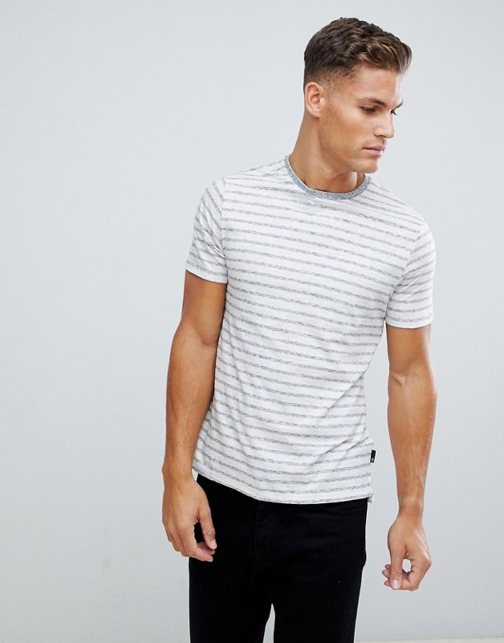 Burton Menswear T-shirt In Ecru Stripe - Gray