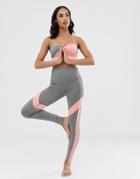 South Beach Gray And Pink Panel Legging - Gray