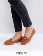 New Look Wide Fit Buckle Detail Loafer - Tan
