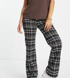 Asos Design Petite Straight Leg Pant With V Waist In Check Print-multi