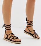 Asos Design Wide Fit Jester Knotted Espadrille Sandals - Black