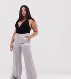 Unique21 Hero Plus High Waist Wide Leg Satin Pants - Purple