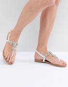 Faith Jile Silver Embellished Flat Sandals - Silver
