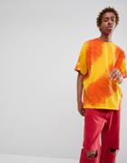 Asos Design Oversized Longline T-shirt With Diagonal Tie Dye In Yellow - Yellow