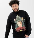 Asos Design Plus Christmas Sweatshirt With Home Alone Print - Black