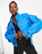 The Couture Club Oversized Cropped Utility Jacket In Blue - Part Of A Set