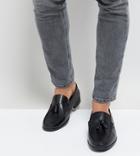 Silver Street Wide Fit Tassel Loafers In Black Leather - Black
