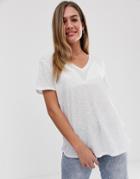 Asos Design T-shirt In Longline Slubby Rib In White - White