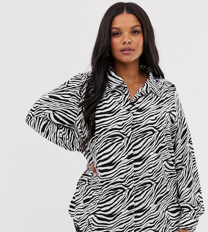 Brave Soul Plus Shirt In Zebra Print - Multi