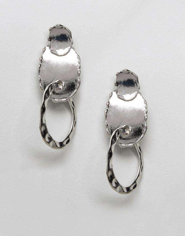 Asos Rough Edge And Hammered Shape Earrings - Multi