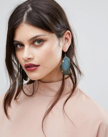 Jaeger Stone Effect Earrings - Green