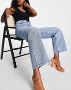 & Other Stories Dear Organic Cotton High Waist Wide Leg Jeans In Aqua Blue-blues