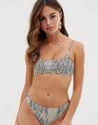 Boohoo Cami Bikini Top In Snake Print - Multi