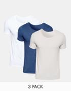 Asos Muscle T-shirt With Scoop Neck 3 Pack - Multi