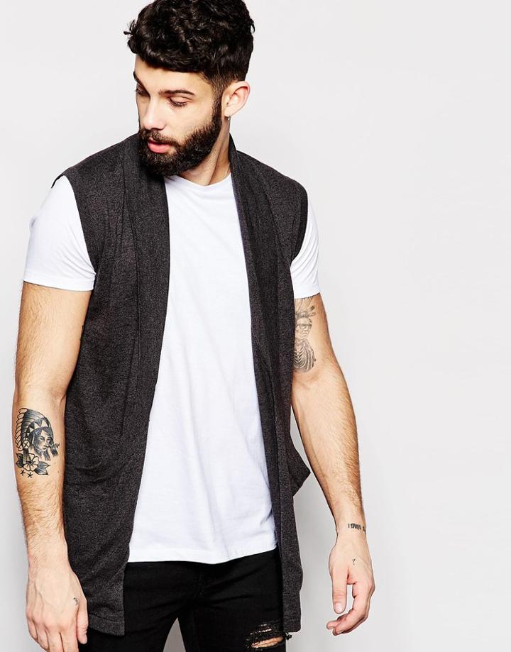 Asos Sleeveless Cardigan - Charcoal