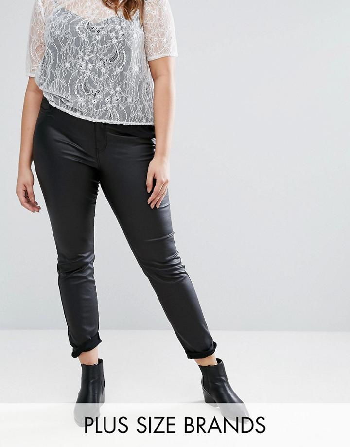 Junarose Seven Slim Coated Jeans - Black