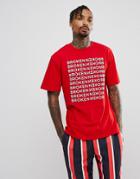 Granted T-shirt In Red With Broken Repeat Print - Red