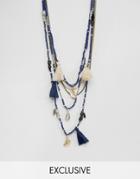 Reclaimed Vintage Multi Beaded Necklace In Blue - Blue