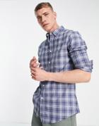 Asos Design Stretch Slim Check Shirt In Blue