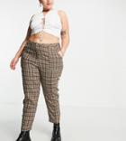 Urban Threads Plus Checked Tapered Pants - Part Of A Set-brown