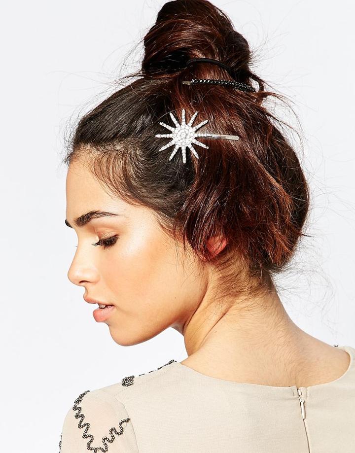 Neve & Eve Diamante Hair Slide Set - Silver