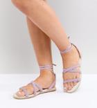 Asos Jaci Wide Fit Plaited Espadrille Sandals - Purple