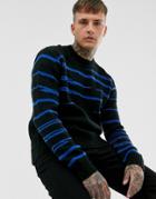 Religion Sweater With Broken Stripe Knit In Black
