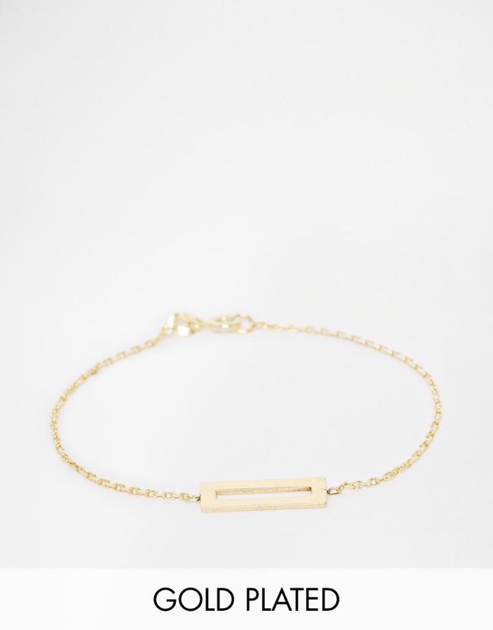 Lavish Alice Sterling Silver Gold Plated Open Rectangle Bracelet - Gold