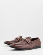 Truffle Collection Snaffle Trim Loafers In Brown Faux Leather