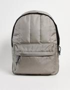 Asos Design Padded Backpack In Gray Nylon With Contrast Pullers