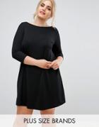 Club L Plus Oversize Crepe Swing Dress - Black