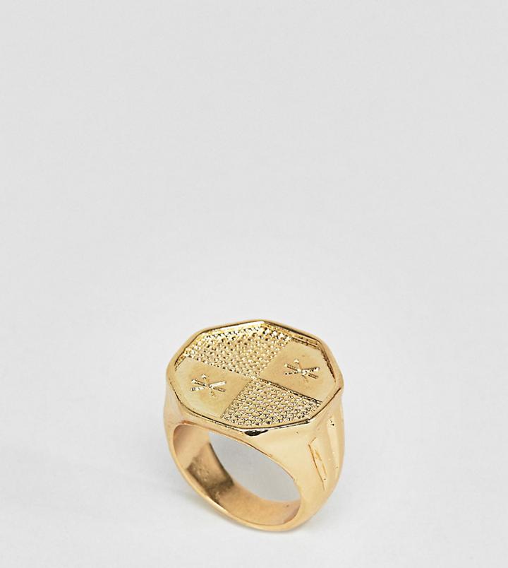 Reclaimed Vintage Inspired Engraved Ring - Gold