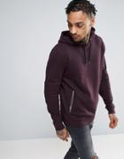 Asos Hoodie With Biker Detail & Zip Pockets - Purple
