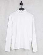 Asos Design Muscle Long Sleeve Jersey Roll Neck T-shirt In White
