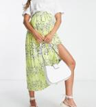 Asos Design Maternity Full Midi Skirt With Elasticized Waist In Yellow Based Bright Floral Print-multi