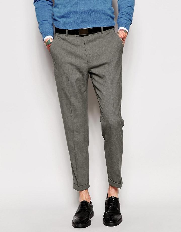 Asos Skinny Cropped Pants - Mid Gray