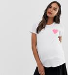 Asos Design Maternity Nursing Short Sleeve Top With Heart Motif-white